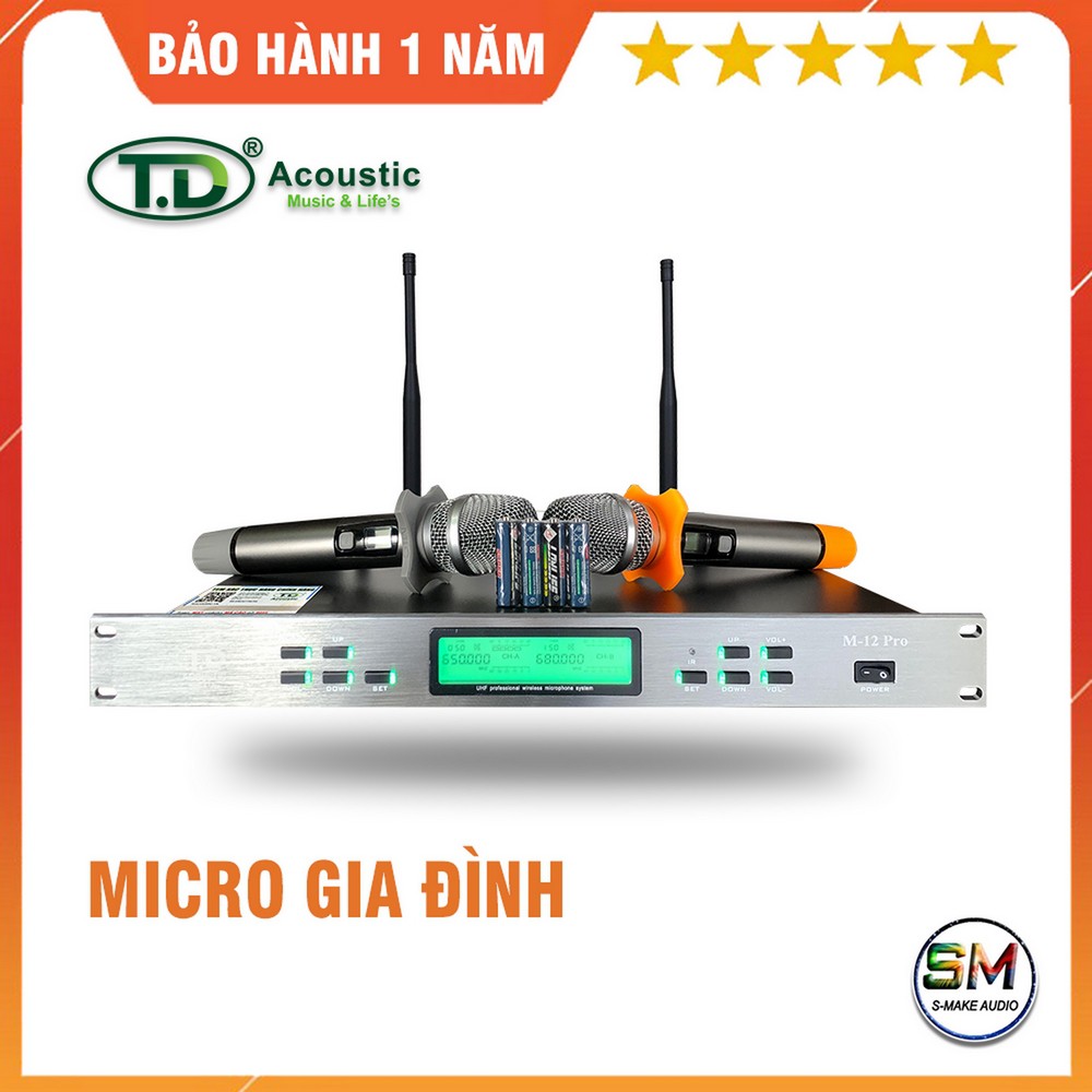 Micro không dây Karaoke TD Acoustic M-12 Pro - Hát nhạy lời, tự động ngắt - smake audio