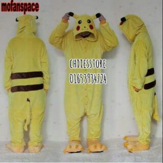 Bộ Đồ Thú Pikachu Bông Nhung Trẻ Em Và Người Lớn Shop Chie