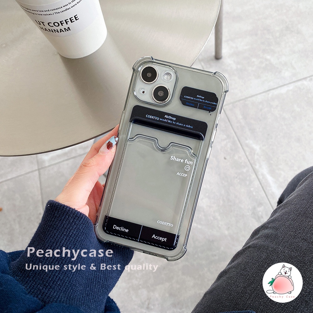 Ốp Điện Thoại TPU Mềm Trong Suốt Chống Sốc Có Ngăn Đựng Thẻ Cho iPhone 14 13 12 11 Pro Max Xr Xs X 7 8 Plus
