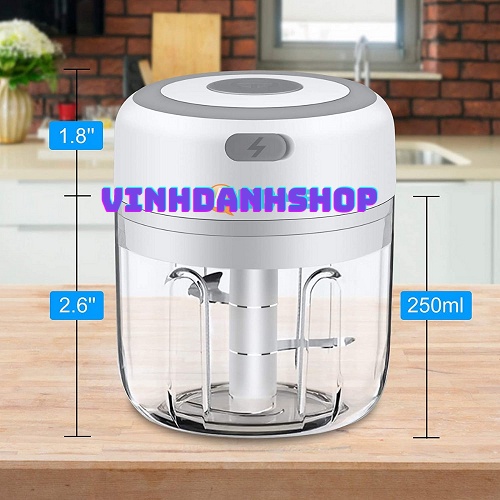Máy Xay Mini Tỏi Ớt Cầm Tay 250ml Sử Dụng Cổng Sạc USB Siêu Tiện Lợi Mẫu Mới 2022