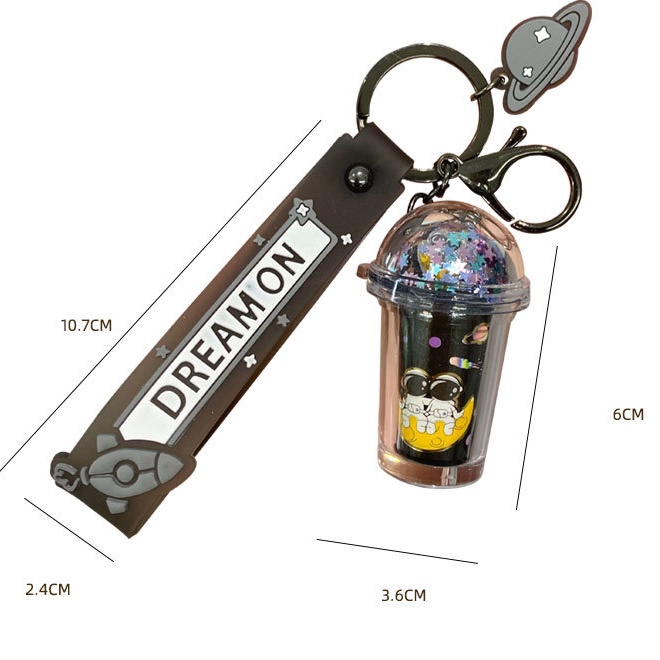 Móc Khóa Hình Ly Trà Sữa / Phi Hành Gia Có Đèn Nhấp Nháy Dễ Thương