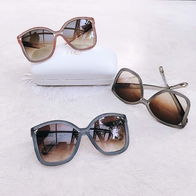 Lịm tim với bộ ba sắc màu  Kính Chloe dáng vuông oversized siêu xinh đeo lên auto đẹp