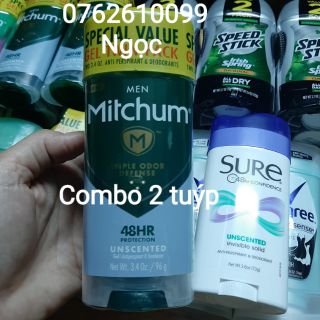 COMBO Lăn khử mùi Mitchum Men Triple Oder Defense Unscented 48h ( 96g × 2 ) - hàng Mỹ