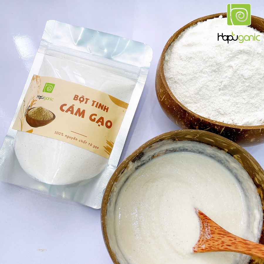 Bột Tinh Cám Gạo Nguyên Chất Hapu Organic trắng da giảm mụn tẩy tế bào chết
