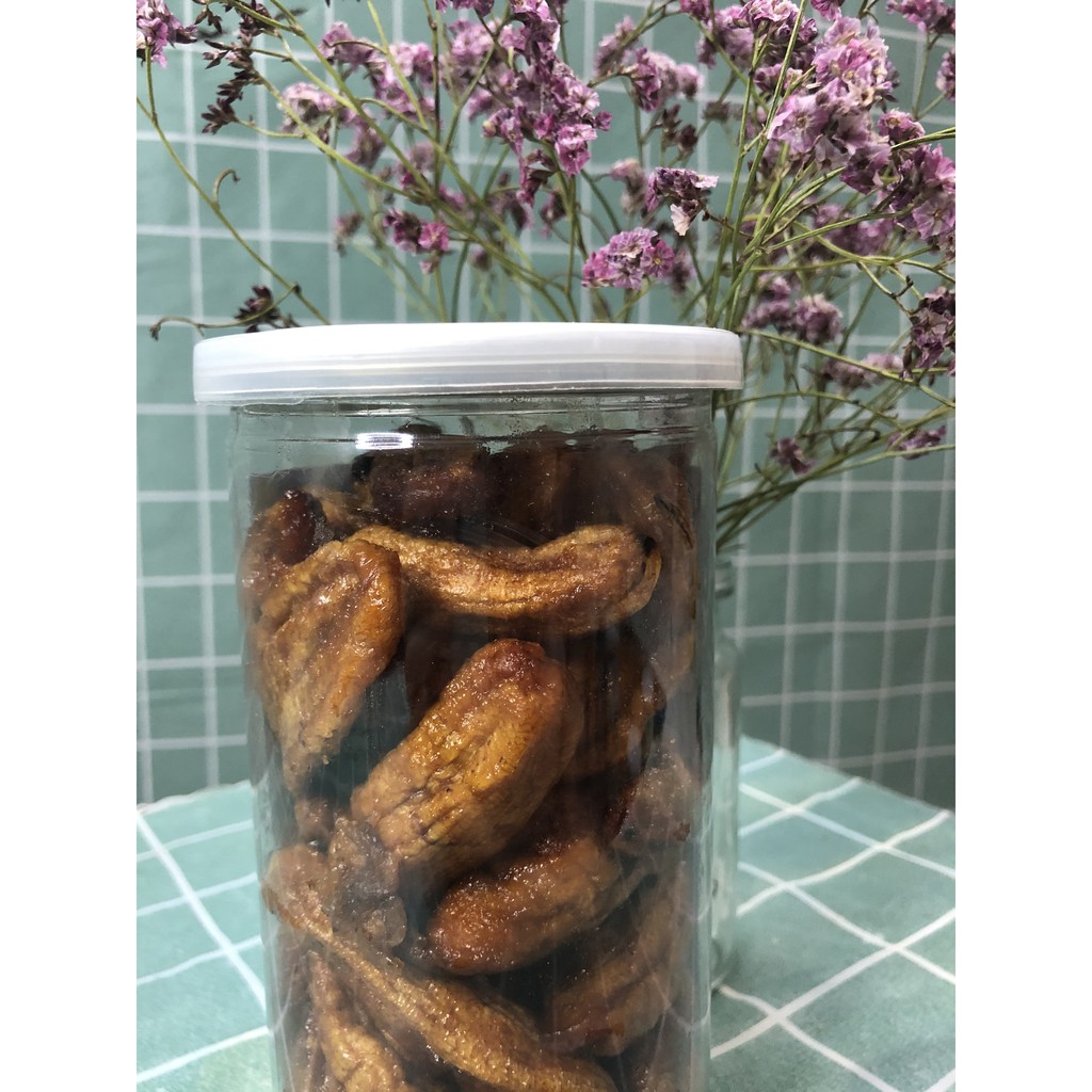 Chuối sấy dẻo Đà Lạt nguyên trái loại hộp 500g shop 3AE đồ ăn vặt Hà Nội ngon bổ rẻ