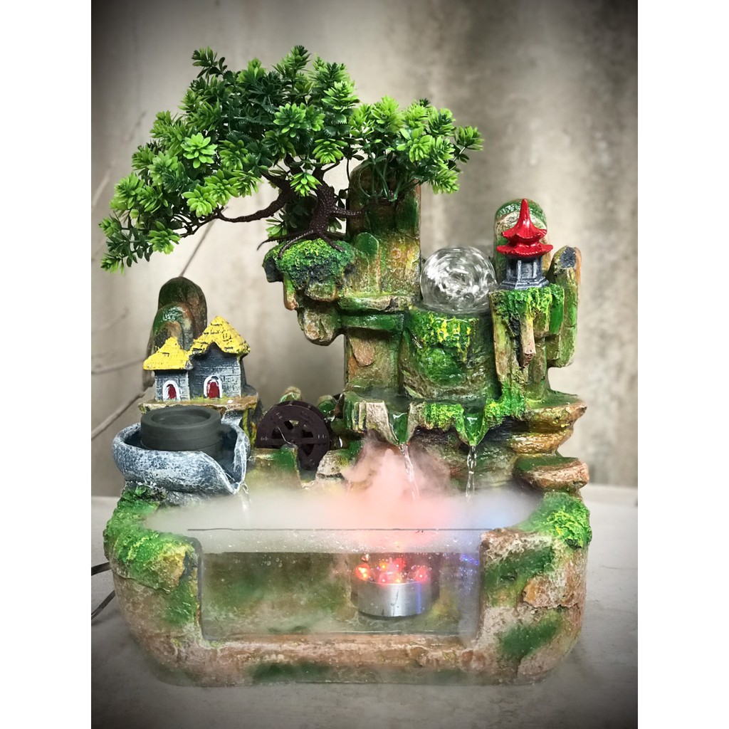 Hòn non bộ tiểu cảnh, bể nuôi cá có máy bơm nước, quả cầu thủy tinh | BigBuy360 - bigbuy360.vn