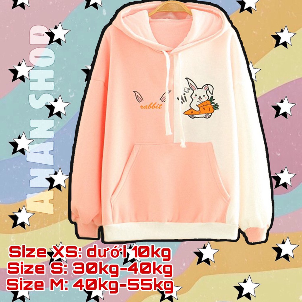 Áo hoodie  FREESHIP  Áo Khoác Hoodie Thun Nỉ Unisex in hình Thỏ Rabbit Cute Chất Vải Nỉ Cao Cấp - FreeSize dưới 55Kg