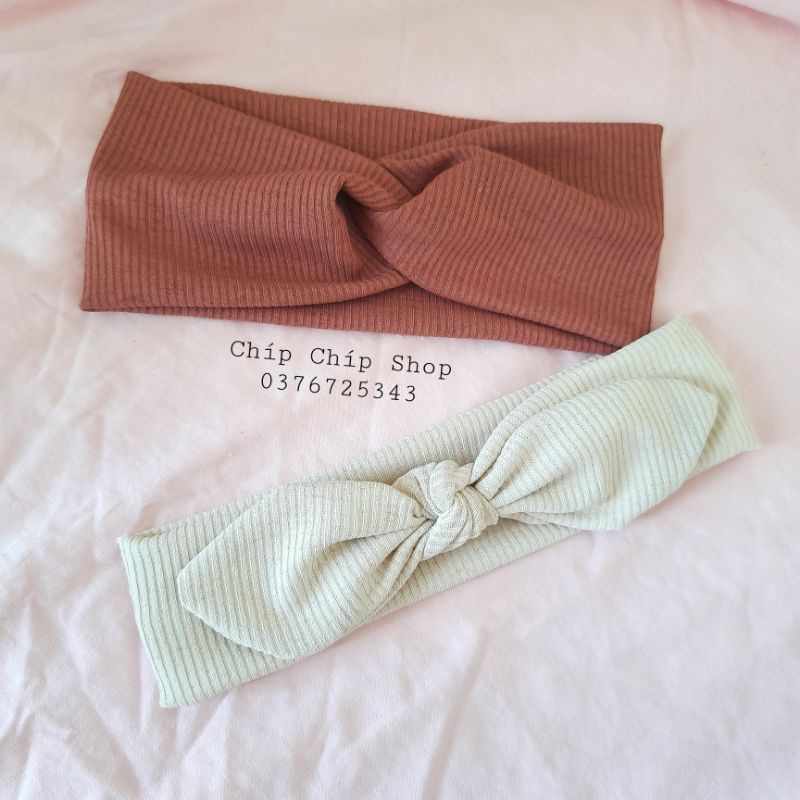 Turban , Băng đô xoắn chéo cotton  Hàn cho bé gái