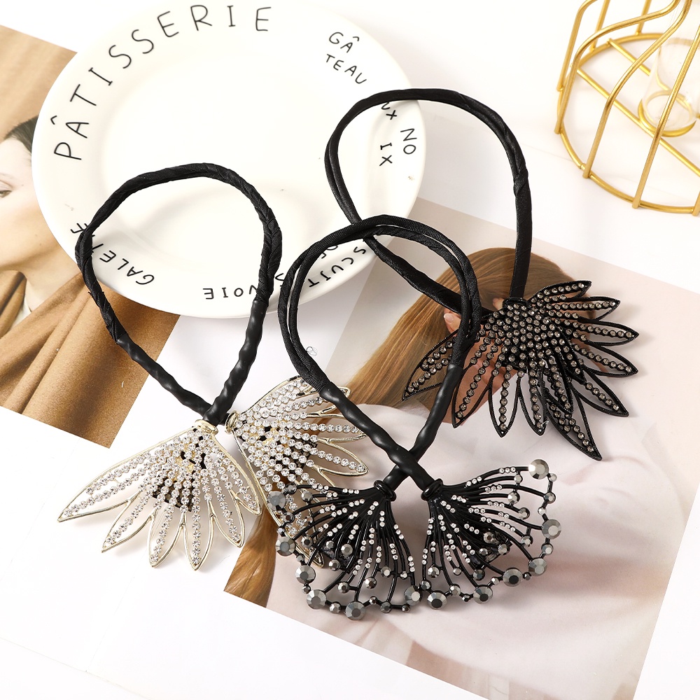 Dây buộc tóc HAIMEIKANG hình quạt đính đá thời trang cho nữ