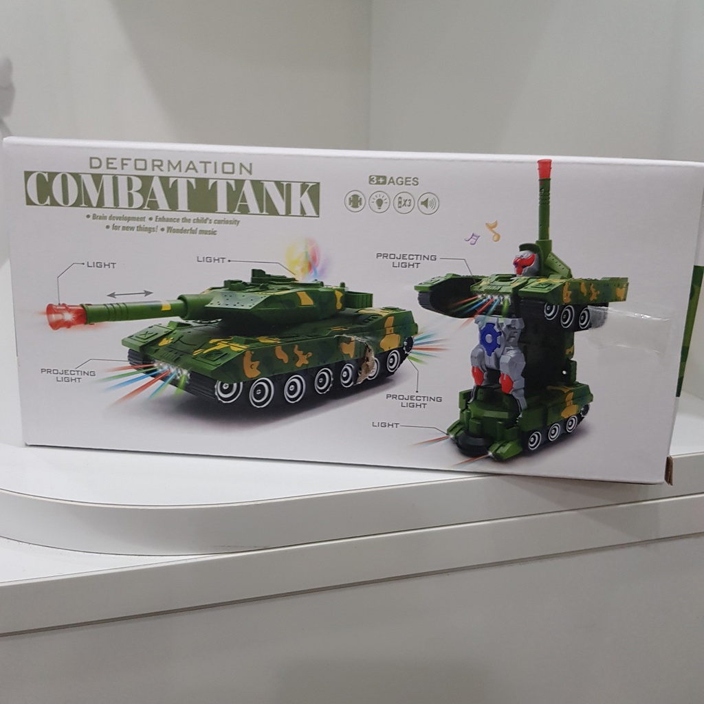 Đồ Chơi Trẻ Em Xe Tăng Biến Hình Robot Có Đèn Và Nhạc