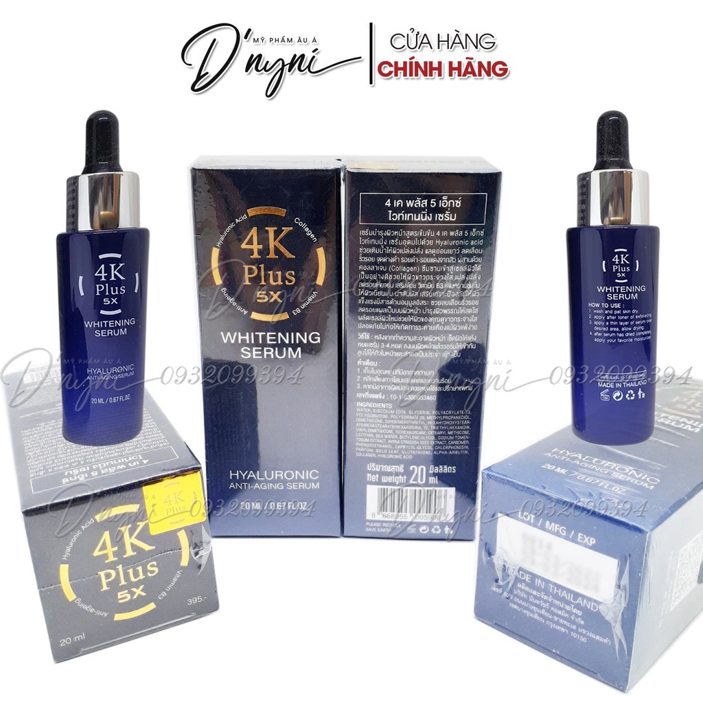Serum 4k Plus 20ml Thái Lan Trắng Da, Ngăn Ngừa Mụn, Chống Lão Hóa, Se Khit Lỗ Chân Lông