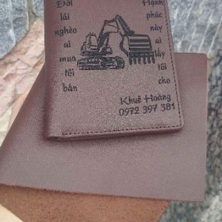 Nhận khắc chữ Ví da bò thật 100%
