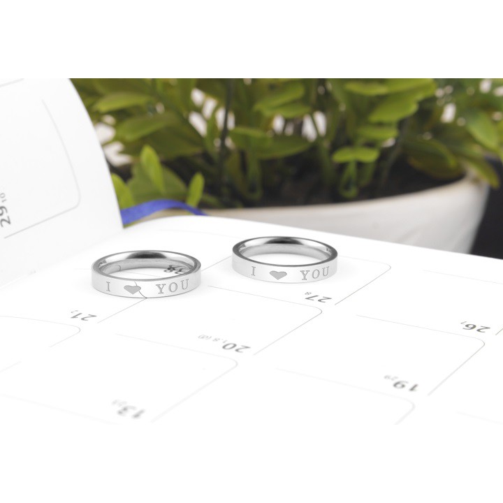1 CHIẾC NHẪN CẶP INOX I LOVE YOU, NHẪN ĐÔI TÌNH NHÂN