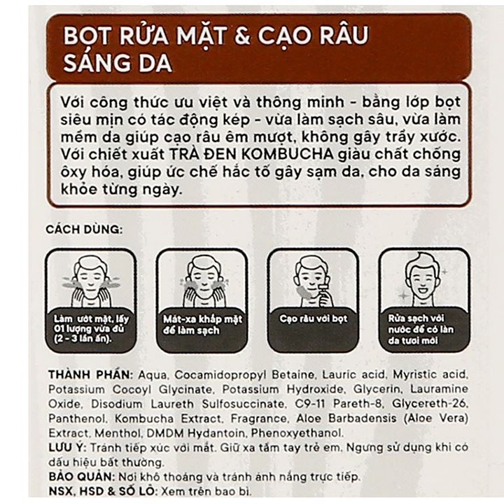 Bọt rửa mặt & cạo râu MEN.O.LOGY sáng da vượt trội - Chai 100ml