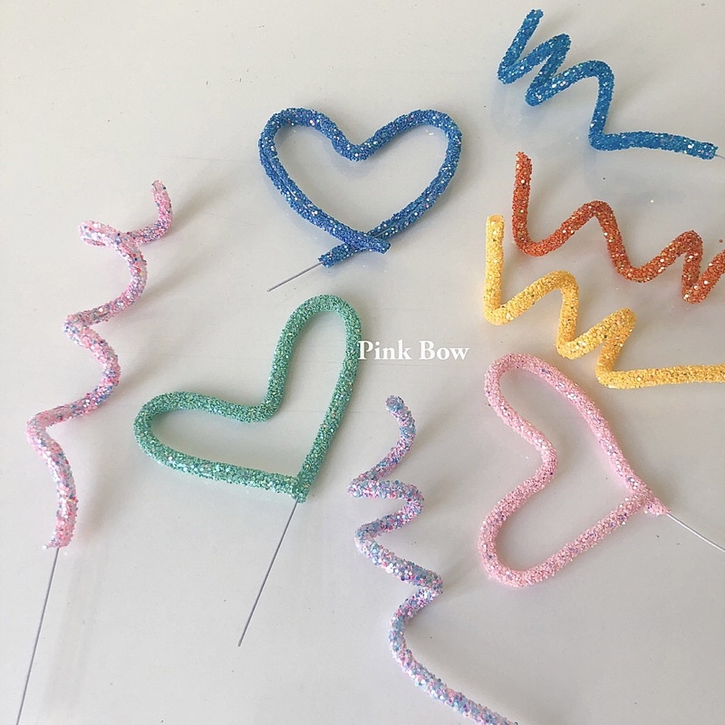 Set 4 Cây nhựa dẻo kim tuyến uốn cong tạo hình theo ý thích, dùng để trang trí tiệc, bánh kem các loại