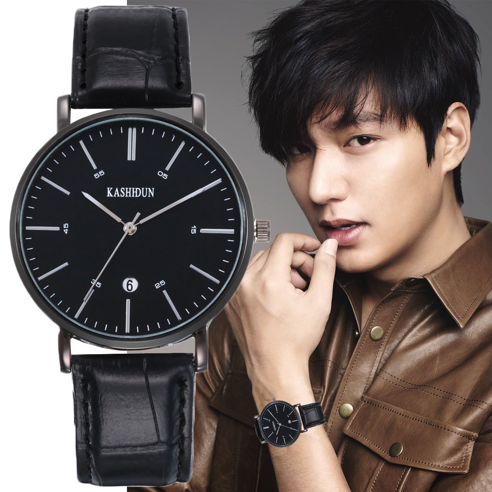Đồng Hồ Nam KASHIDUN 8106 Dây Da Trẻ Trung có lịch ngày