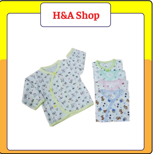 Áo sơ sinh dài tay 100% cotton in họa tiết dễ thương cho bé