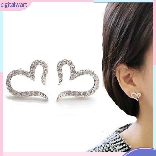 Cặp khuyên tai hình trái tim đính đá lấp lánh sang trọng cá tính dành cho nữ