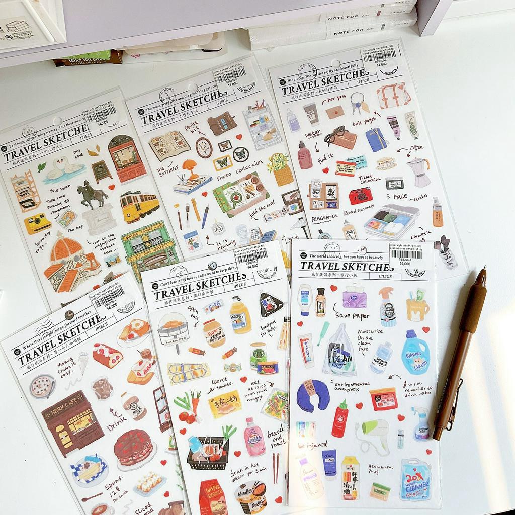 Sticker style Hàn INFEEL.ME Travel sketches trang trí sổ tay journal | BSB306