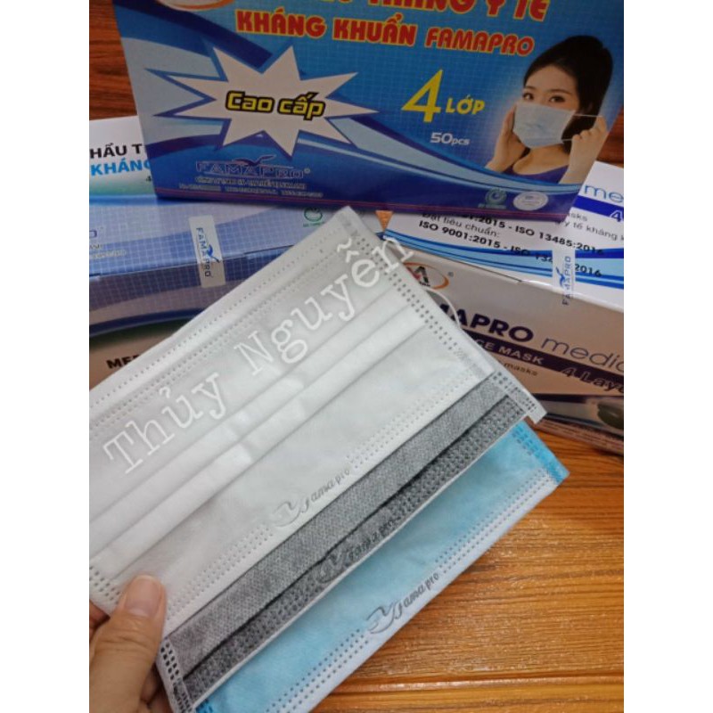 (1 HỘP 50 cái) khẩu trang y tế KHÁNG KHUẨN 4 lớp FAMAPRO | BigBuy360 - bigbuy360.vn