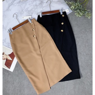 Chân váy bút chì 3 cúc đồng