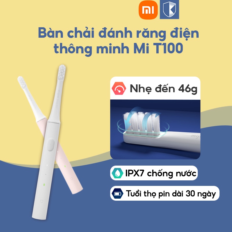 [CHÍNH HÃNG]Bàn chải đánh răng điện Xiaomi Mijia T100 -Công Nghệ Sonic,thời lượng pin dài 30 ngày