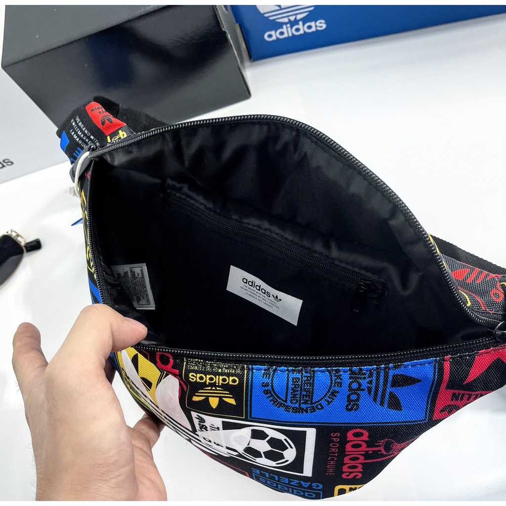 TÚI BAO TỬ ADIDAS WAIST BAG FULL COLOR CHẤT VẢI POLYESTE CAO CẤP, TÚI THỜI TRANG AD1A00 MÀU ĐEN