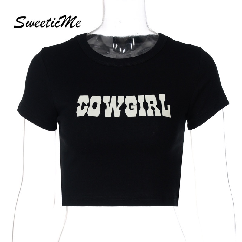 Áo thun cổ tròn tay ngắn in chữ thời trang cho nữ