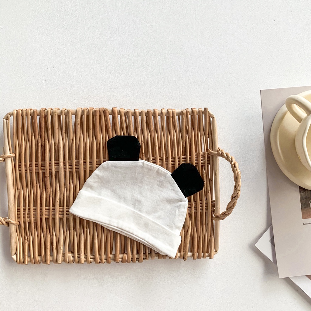 Set áo liền quần tay ngắn hình gấu trúc + mũ hình tai gấu thời trang mùa hè cho bé sơ sinh