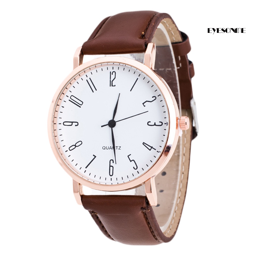 Đồng Hồ Đeo Tay Unisex Mặt Tròn, Dây Giả Da