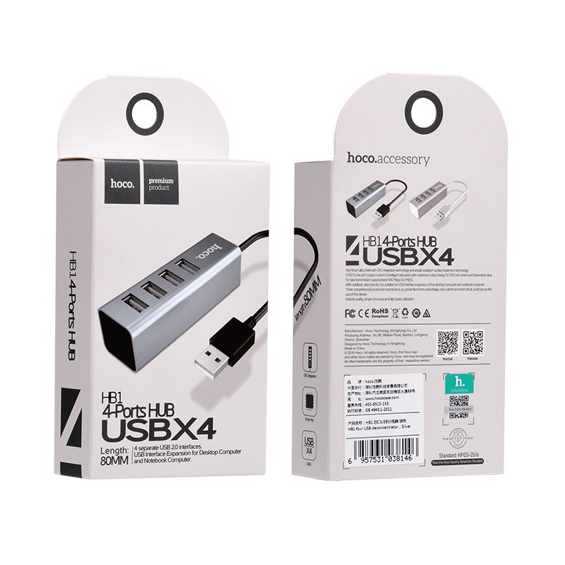 [BH 1 năm] Hub chia 4 cổng USB Hoco HB1 hàng chính hãng