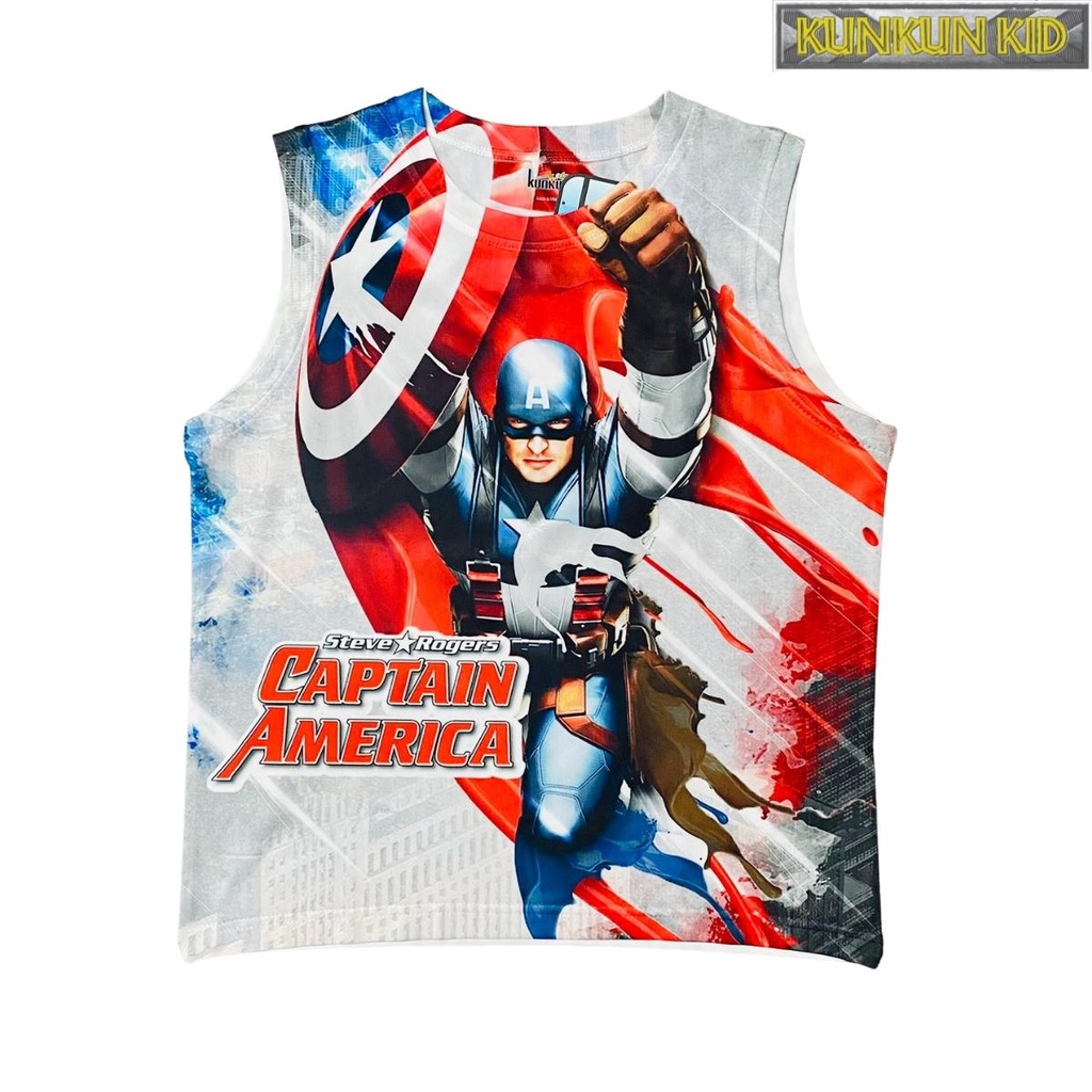 Set quần áo bé bé trai thun lạnh in hình đội trưởng mỹ captain america KUNKUN KID bl128