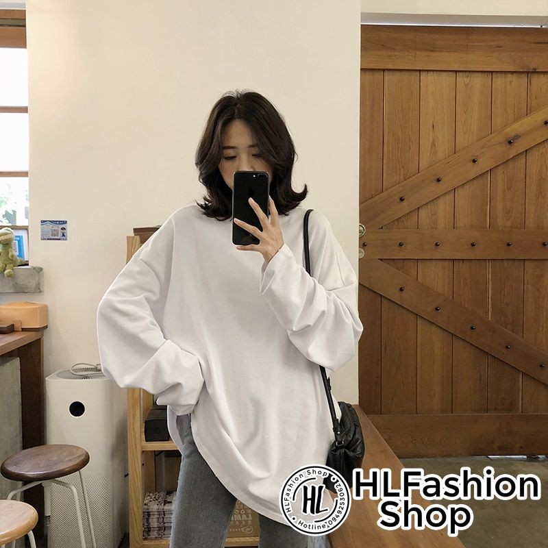 Áo Thun Tay Dài Oversize Trơn form xuông đơn giản dễ mặc | BigBuy360 - bigbuy360.vn
