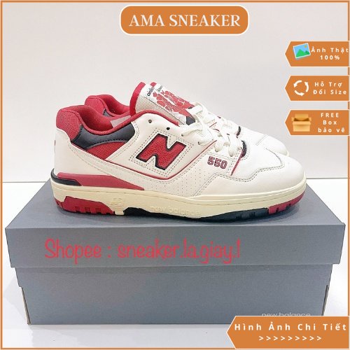 Giày New Balance 550 x ALD White Navy Red ( NB 550 Đỏ Logo Nứt ) - Hàng Chuẩn - Ảnh Thật
