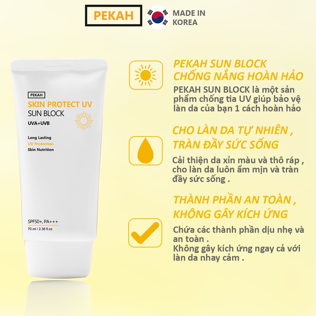 Kem chống nắng vật lý PEKAH  - Nâng Tone trắng tự nhiên SPF 50+ PA++ - Hàn Quốc PP Bởi Shinjiru
