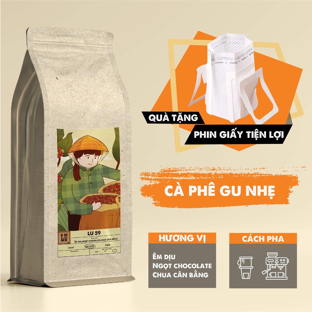 Cà phê nguyên chất  pha phin/pha máy  Quán cà phê LU  LU 59
