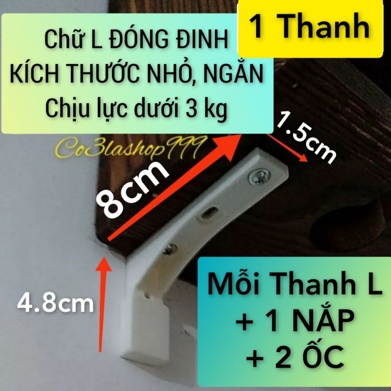 Móc đinh đóng tường đỡ kệ trang trí, khung tranh, tủ, nhựa ABS (1Cái ) SIZE NHỎ, NGẮN