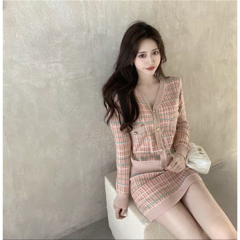 SET CV + ÁO LEN KẺ XỊN-MỊN ❌HÀNG CAO CẤP❌
