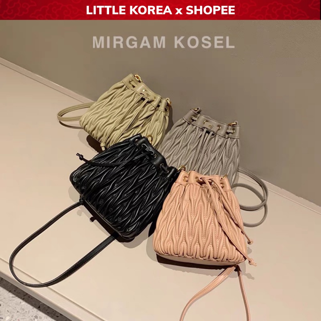 Túi Xách Bucket Mini Nữ Dây Rút Da Mềm Cao Cấp MIRGAM KOSEL - LITTLE KOREA