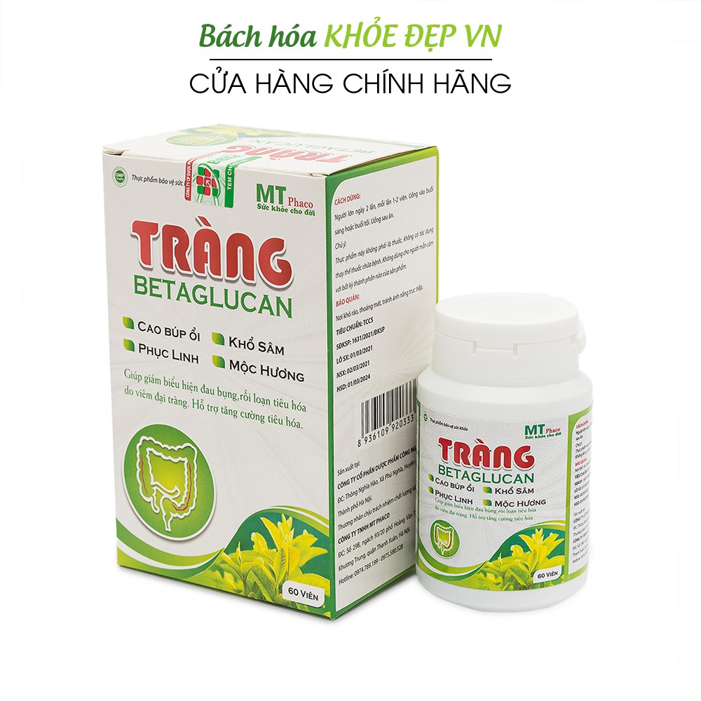Viên uống Tràng Betaglucan giảm đau viêm đại tràng - Hộp 60 viên