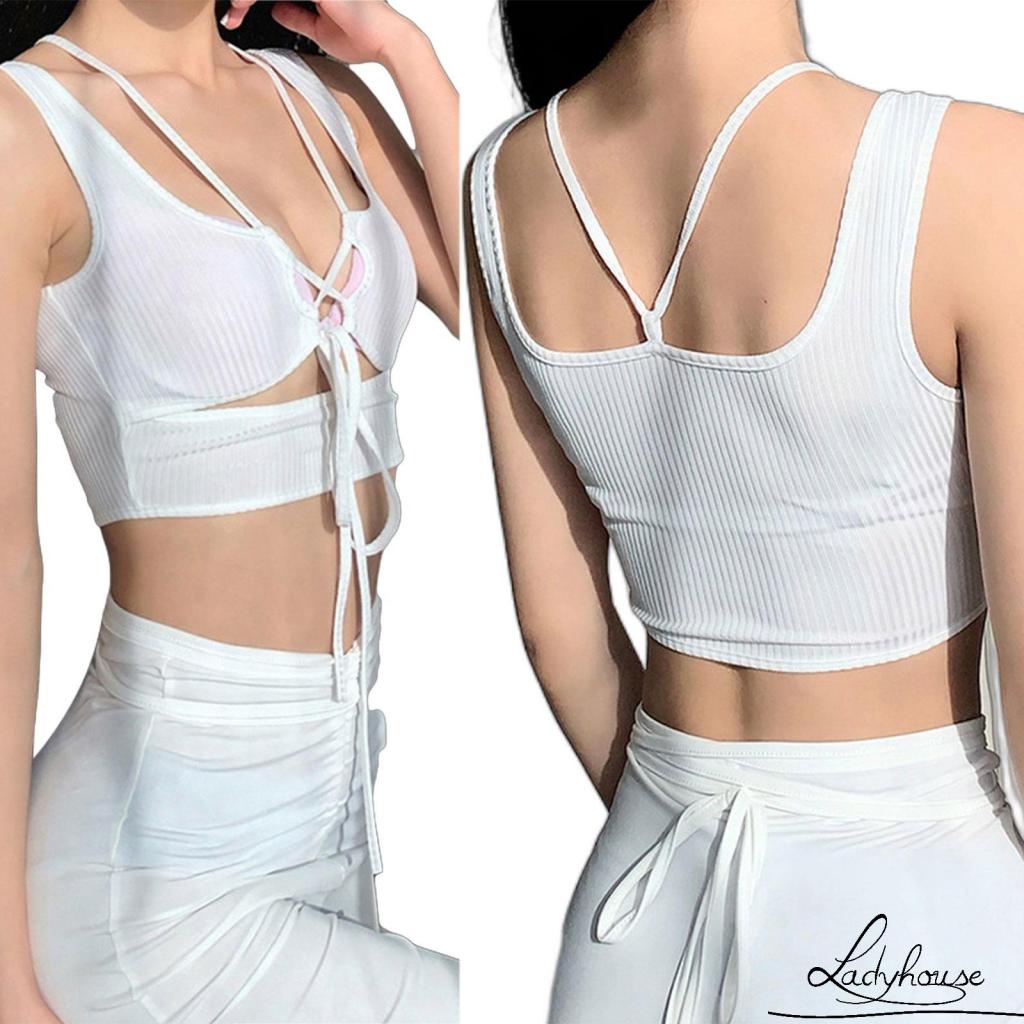 Áo Ba Lỗ Cổ Chữ V Hở Rốn Màu Trơn Thời Trang Gợi Cảm Cho Nữ