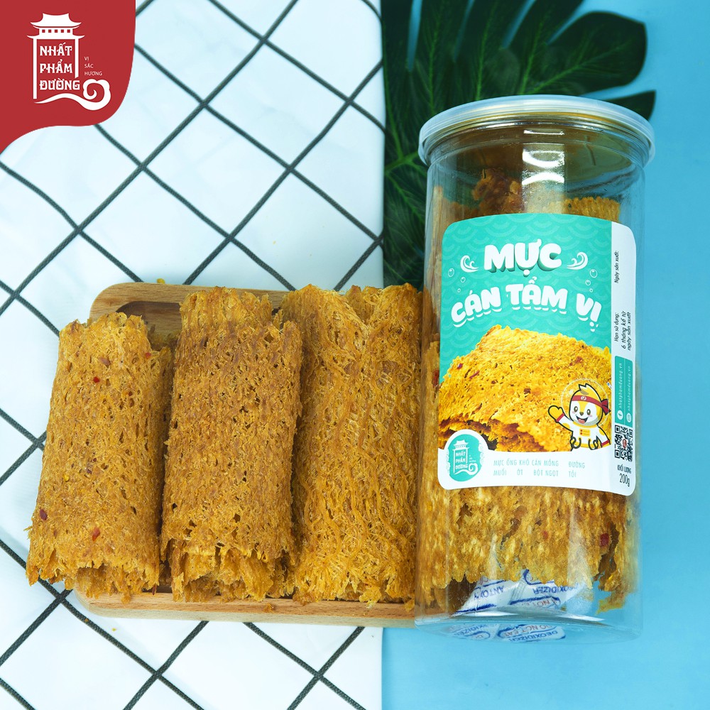 Mực cán tẩm gia vị Nhất Phẩm Đường 200g đồ ăn vặt vị cay, ngọt, mực bento bản to | BigBuy360 - bigbuy360.vn