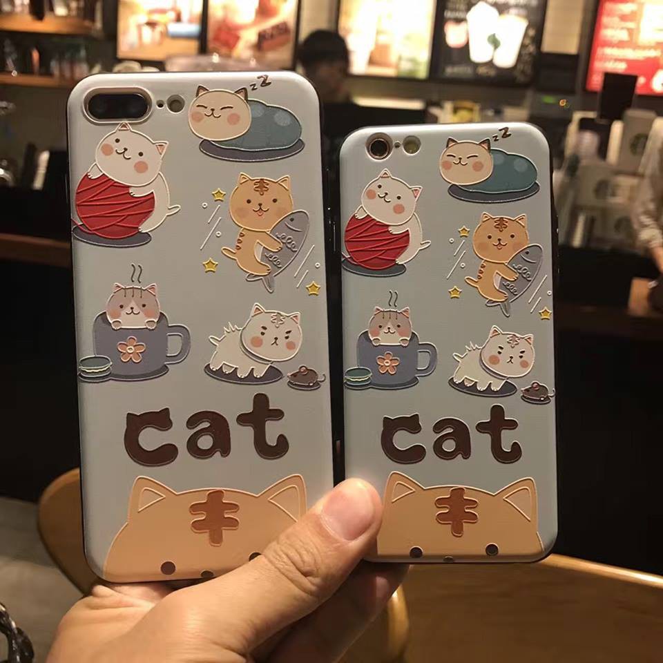 Ốp Iphone 6Plus/7/7Plus Silicon Mèo Cute