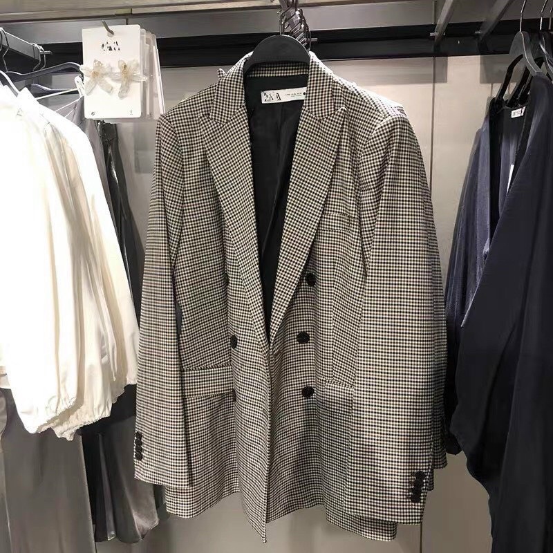 ⚡️BÁN SỈ⚡️Áo blazer/áo vest kẻ 2 lớp dáng suông cúc đen | BigBuy360 - bigbuy360.vn