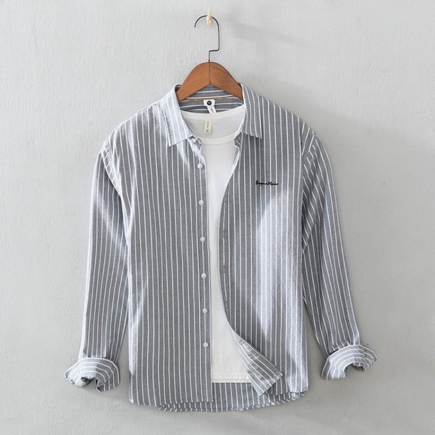 Áo Sơ Mi Nam Dài Tay Sọc Chữ NF322 Chất Vải Mềm Mịn Chuẩn Shop Thời trang EMEY LUXURY