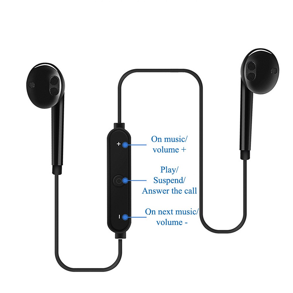 S6 Sport In-Ear Neckband S6 Wireless Bluetooth Headset V4.1 Headset With Mic Stereo Headset Stereo For Any Phone