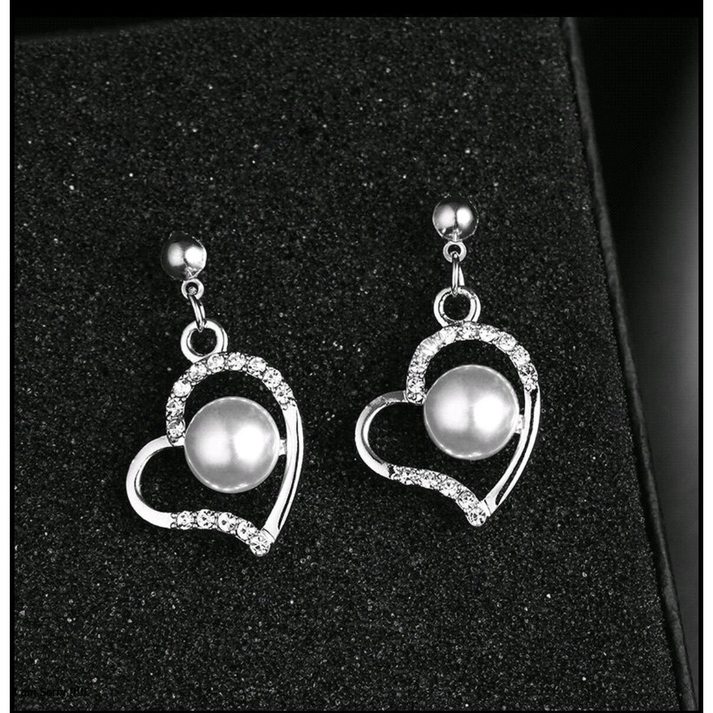 Bông tai hợp kim bạc dài cầu kỳ đính châu trắng thời trang hàn quốc nữ tính YU39