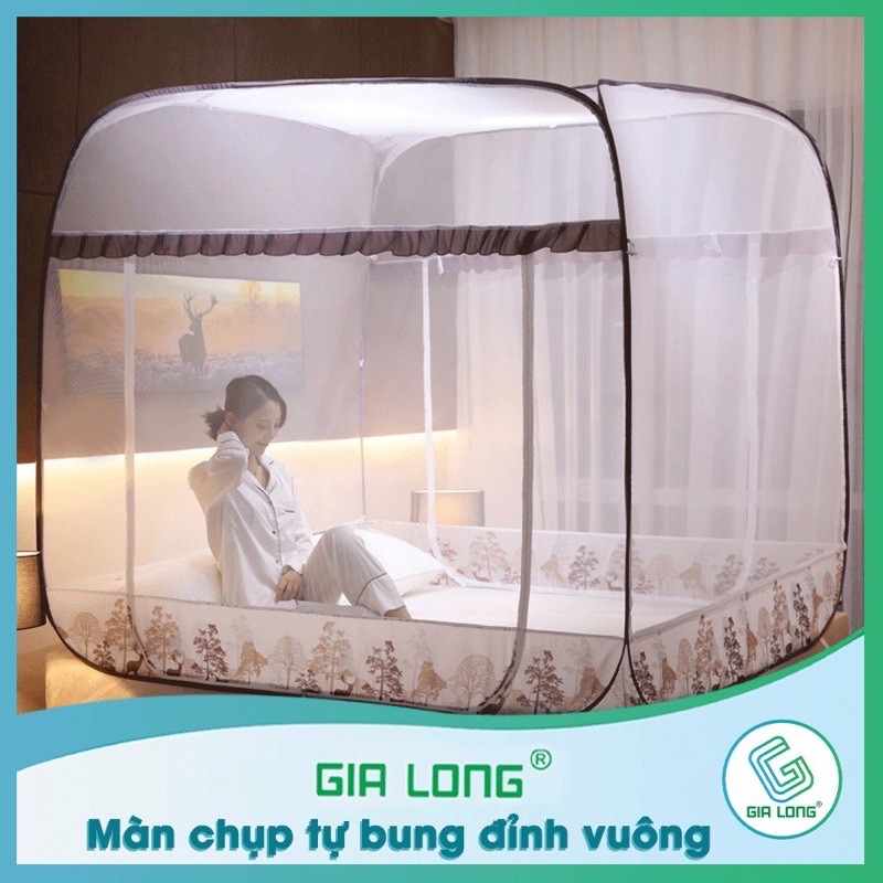 Màn chụp đỉnh vuông, mùng chụp tự bung đỉnh vuông, màn chụp tự bung cao cấp Gia Long