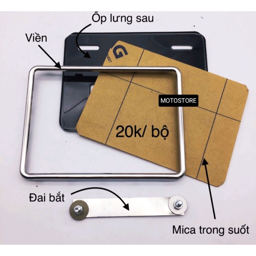 Bộ Ốp khung biển số xe máy inox (giá cả bộ)