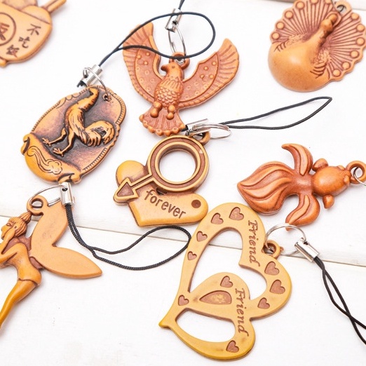 Móc Chìa Khóa Gỗ Vintage - Móc Khóa Bằng Gỗ Điêu Khắc Size 3,5-4cm DUASHOP.